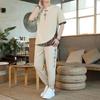 Camiseta de Verão Masculina Estilo Chinês Shun Tao T-shirt Masculina Retrô Hanfu Conjunto Novo Estilo Étnico