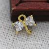 Joias DIY Cobre Banhado a Ouro 24K Cor Duradoura 7*7mm Zircônia Micro-Incustada Laço Pingente Duplo Acessórios B1683