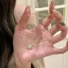 Colar de Diamante Oval Antigo Vintage Anel de Nicho de Luxo Leve Joia Pingente Elegante Retrô de Alta Qualidade