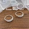 Anillo Abierto de Plata Brillante Dongdaemun de Corea del Sur, Plata de Ley S925, Trenzado Fino, Cruz, Anillo para Dedo Índice de Mujer