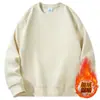 Suéter Masculino Gola Redonda Outono e Inverno Forrado com Fleece Engrossado Quente Cor Sólida Manga Longa Camisa Tendência Casual Versátil Top Masculino Camisa Base