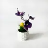 Maceta de piña con 3 flores, orquídea mariposa, limón, planta artificial en maceta, textura realista, maceta de flores falsas para decoración del hogar y la oficina, bonsái