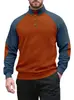 2025 Transfronteiriço Amazon Europeu e Americano Masculino Casual Blusas Raglan de Veludo com Blocos de Cor Tendência Roupas Masculinas