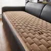 Venta Caliente Transfronteriza Simple Felpa Color Sólido Rayado Cuadros Engrosado Leche Polar Antideslizante Antiadherente Pelo Cojín de Sofá Alfombrilla de Sofá