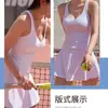 Ropa de Yoga al por Mayor Transfronteriza, Vestido Deportivo de Cuello en V Profundo, Adelgazante y Anti-Exposición, Falda Corta Adelgazante para Fitness, Una Pieza Dropshipping
