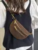 2025 Zíper Outono e Inverno Marrom Coreano Casual Retrô Textura de Commuter Bolsa de Cintura Feminina Carteira Bolsa de Peito Commuter de Negócios