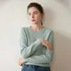 Outono e Inverno Nova Malha de Cashmere de Cor Sólida com Gola Redonda Pulôver de Moda Pesada Feminino Malha de Manga Longa Malha com Camiseta Básica