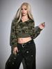 Sudadera Corta con Capucha Estampado Camuflaje Streetwear Americano Anillo de Acero Cremallera Sexy en la Cintura Cárdigan Superior Chaqueta Y2 Lote