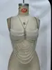 AYJ Top Regata Halter com Múltiplas Pedrarias Estilo Europeu e Americano Corrente para Corpo Corrente no Peito B27134