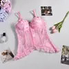 3047 Top Camisola Sexy Transparente Bordado de Malla de Encaje Dulce para Chica Francesa Se Puede Usar como Ropa Exterior Moldeador del Cuerpo