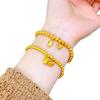 Pulsera Trendy Nacional Estilo Chino Nuevo Arena Dorada Estilo Antiguo Popular en Internet Dos-Shihuan Chapada Color K Oro Conservación Loto Loto Hebilla S Pulsera para Mujer