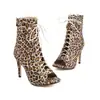 Botas de Verano para Mujer con Estampado de Leopardo Europeo y Americano Sandalias de Verano para Mujer Ozon Talla Extra Grande Botas para Mujer Tacón Súper Alto Tacón Fino Punta Redonda