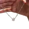 Colar Pingente Borla com Moissanita Cor D Banhado a Ouro 14k para Meninas Pequeno Fresco Doce Elegante Estilo Menina Rica Gargantilha Atacado