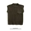 Suéter de Punto sin Mangas Retro Japonés para Hombre, Chaleco Versátil de Cuello Redondo de Moda Otoñal, Camisa Base Color Albaricoque