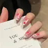 2026 Nuevas Uñas Postizas Pre-hechas Hello Kitty Estilo Ojo de Gato Caricatura Rosa Cristal Brillante Dulce Fresco Cortas Engrosadas