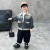 Roupa de trabalho masculina para limpar branco, casaco jeans tridimensional, roupas de primavera e outono, roupas jeans bonitas para crianças, roupas de comércio exterior para crianças, moda