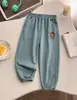 Pantalones Largos Casuales Rectos Sueltos Estilo Coreano 26 Nuevos para Niños de Primavera y Otoño Algodón Secado Rápido Pierna Ancha Algodón Puro Clase A
