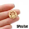 Acessórios para Joias DIY Geométrico Redondo Simples Aço Inoxidável Corte Pata de Urso Garra de Gato Pegada Fofa Pingente 5 Peças/Pacote