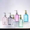 Botella de Lavado de Manos de Rayas Verticales de Alta Calidad, Vidrio Espeso, Botella Dispensadora Multifuncional para Loción y Gel de Ducha, Botella de Vidrio Resistente a la Humedad y al Calor