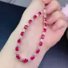 Pulseira Rubi Recém-Queimado, Cristal Limpo e Brilhante, Pedra Principal 4*5mm, Prata S925 Precisamente Incrustada