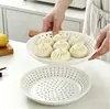 Bandeja de cozimento a vapor esmaltada na cor cerâmica, minimalista e porosa; prato redondo criativo para bolinhos para uso doméstico; escorredor de vegetais e frutas; travessa criativa