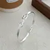 Pulseira de Prata S925 Nó Simples para Mulheres, Estilo Coreano, Pulseira de Joias de Prata de Nicho de Luxo