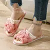 Diretamente do Fabricante, Dropshipping de Venda Quente Transfronteiriça, Pantufas para Casa de Quatro Estações com Laço, Pantufas Peludas Masculinas e Femininas no Atacado