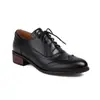 Zapatos Brogue Comercio Exterior Transfronterizo Talla Grande Zapatos Británicos para Mujer Estudiante Combinación de Colores Zapatos con Cordones 040-2
