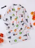 E-commerce Transfronteiriço Estilo Europeu e Americano Boneco Gnomo Estampado Cinza Conjunto de Pijama Infantil Manga Curta Pode Ser Usado Fora de Casa Roupas