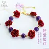 Pulseira de Ametista Natural Aiyu Flor de Peônia Dourada Areia Roxa Pulseira para Transmissão ao Vivo Comércio Eletrônico Templo Atacado S5062604