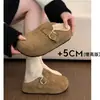 Zapatos estilo Birkenstock cálidos con forro de felpa para mujer, nueva colección otoño/invierno 2026, suela gruesa, que aumentan la altura, punta cerrada, estilo media pantufla, retro, mullidos y con forro de algodón