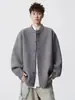 Nuevo Modelo Cardigan de Punto Grueso con Cuello de Béisbol del Fabricante Original, Color Sólido, Corte Holgado, Chaqueta Suéter de Estilo Casual y Relajado, Unisex