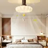 Nuevo modelo de luz de ventilador invisible para dormitorio, luz de ventilador con veta de madera de nogal estilo crema para habitación infantil, luz de ventilador vintage de Zhongshan Lighting