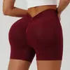 Pantalones Cortos Deportivos de Yoga Europeos y Americanos sin Costuras Transfronterizos, Pantalones Deportivos Elevadores de Glúteos Color Durazno, Pantalones Cortos de Fitness Controladores de Abdomen, Pantalones Cortos de Tres Cuartos para Mujer