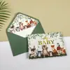 Set de tarjetas de agradecimiento de Amazon con estampado de lámina dorada, tarjetas plegables en blanco estilo ins en inglés con sobres para saludos navideños transfronterizos
