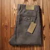 Calça Jeans Masculina Casual Reta Solta de Linho Puro 100% Verão Fina Amiga da Pele Respirável Não Irritante Cor Café