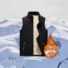 Chaleco de Lana de Cordero para Hombre Otoño e Invierno Acolchado Grueso Ropa Exterior Cálida Juventud Negro Holgado Sin Mangas Chaqueta Ropa Exterior