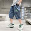 Shorts Jeans para Meninos Verão Estilo Fino 2026 Novas Calças Cropped Infantis Estilo Coreano Calças de Comprimento Médio para Meninos Marca Tendência