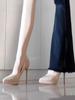 Não Cansado Pés Plataforma Impermeável Salto Alto Feminino Salto Agulha Pontudo 2025 Novo Preto Sexy All-match Profissional Elegante Sapatos de Camada Única
