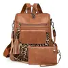Compras Globales Transfronterizas Moda Retro con Estampado de Leopardo Mochila para Mujer Mochila de Gran Capacidad Mochila para Mujer Al por Mayor