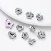 Aleación Incrustada con Pedrería, Corona en Forma de Corazón, Estrella de Cinco Puntas, Cuentas Planas con Agujero en Forma de Flor, Accesorios de Joyería para Pulseras de Muñeca DIY Hechas a Mano