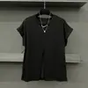 Camiseta de algodón con diseño de copo de nieve, nueva moda de verano, cuello redondo, manga corta para mujer, con decoración tridimensional y abertura frontal, top de color liso