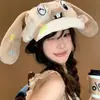 Boina de Orelha de Coelho para Mulheres, Versátil para Passeios de Verão, Estilo Desenho Animado Japonês Fofo, Chapéu Octogonal Emagrecedor
