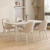 Mesa de Comedor Minimalista Blanca Pura con Tablero de Roca Hogar Comedor para Apartamento Pequeño Mesa Sencilla Nórdica Rectangular Combinación de Mesa y Sillas