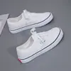 Tênis Branco com Estampa de Grou 2026 Verão Novo Feminino Estilo Coreano Cano Baixo Respirável Lona Tênis Flats Tendência Par de Tênis