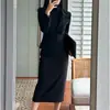 Terno preto de manga comprida estilo francês para o trabalho feminino roupas 2023 outono e inverno novo terno de alta qualidade saia moda