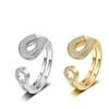 Versión Coreana Anillo de Corazón Tejido Ins de Dongdaemun Más Vendido Moderno Japonés y Coreano Transfronterizo Personalizado Zirconia Abierto Joyería al por Mayor