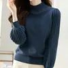 Camiseta Base de Cuello Medio 2026, Lujo Ligero y Elegante, Adelgazante y Versátil para Otoño e Invierno, Suéter Casual de Manga Larga Acanalado, Nuevo Modelo de Otoño