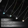 Collar de Trébol Turquesa Chapado en Plata S925 Oro K para Mujer Nicho Francés 2025 Cadena de Clavícula de Alta Gama