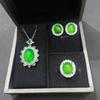 Set Chapado en Plata 925 con Calcedonia Verde, Colgante de Calcedonia Verde Hielo de Alta Calidad, Aretes, Anillo, Regalo de Joyería